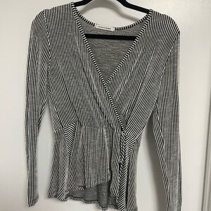 Caution To The Wind Black and White Striped Blouse